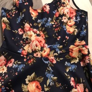 floral navy blue dress